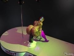 Big Ass Dancer Rides Huge Dildo on stage - Extreme Anal 3D Animation