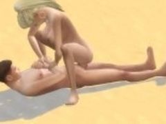 Hot blonde girl fucked on beach with facial