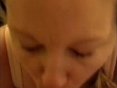 Mature Big-tit BBW gags on my huge cock while trying to deepthroat