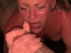 Pretty ass blonde sucking a huge bbc!