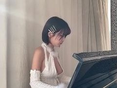 piano girl with big boobs