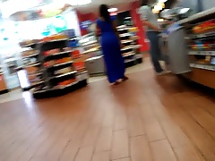 Big booty mom with vpl blue dress