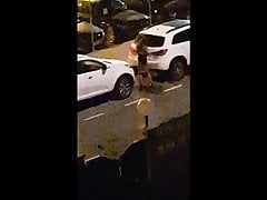 Lady takes off and pees in the street at 4am