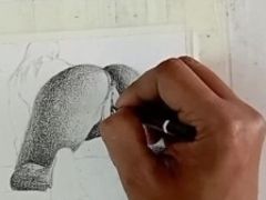 Sexy Desi Indian Bhabi showing her Big Round Ass & Pussy Pencil Drawin Watch Till End & Enjoy