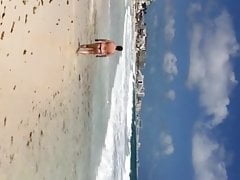 Wifey in g-string bathing suit on Cancun beach