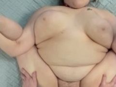 Chubby wife talks dirty while getting fucked, creampie/cumshot in and on fat hairy pussy