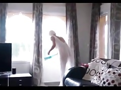 mom downblouse clean the house